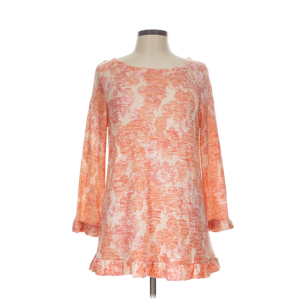Rose + Olive Rose +Olive Womens Orange Floral Long Sleeve Top